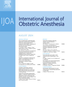 International Journal of Obstetric Anesthesia PDF