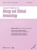 Current Opinion in Allergy & Clinical Immunology: Volume 22 (1 – 6) 2022 PDF